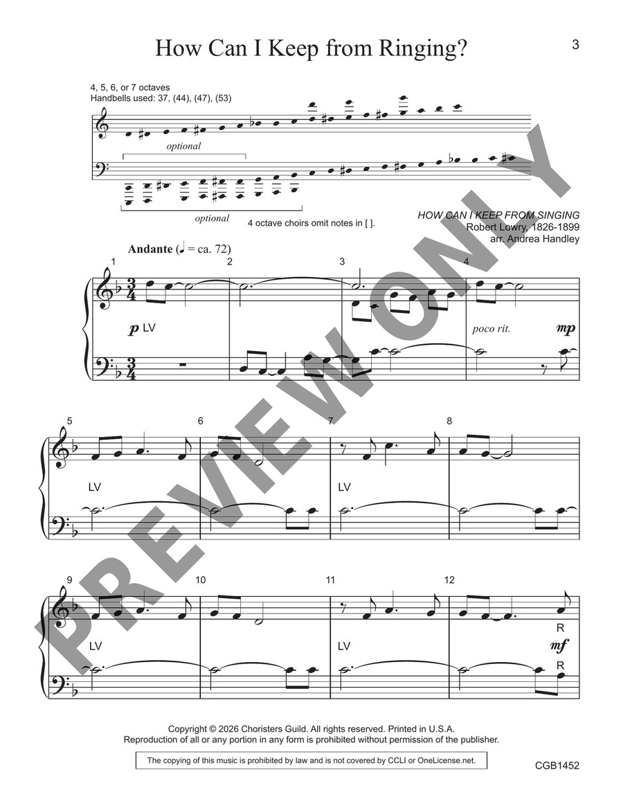 How Can I Keep from Ringing (4-7 Octaves) by Robert Lowry Handbell Choir - Sheet Music page 2