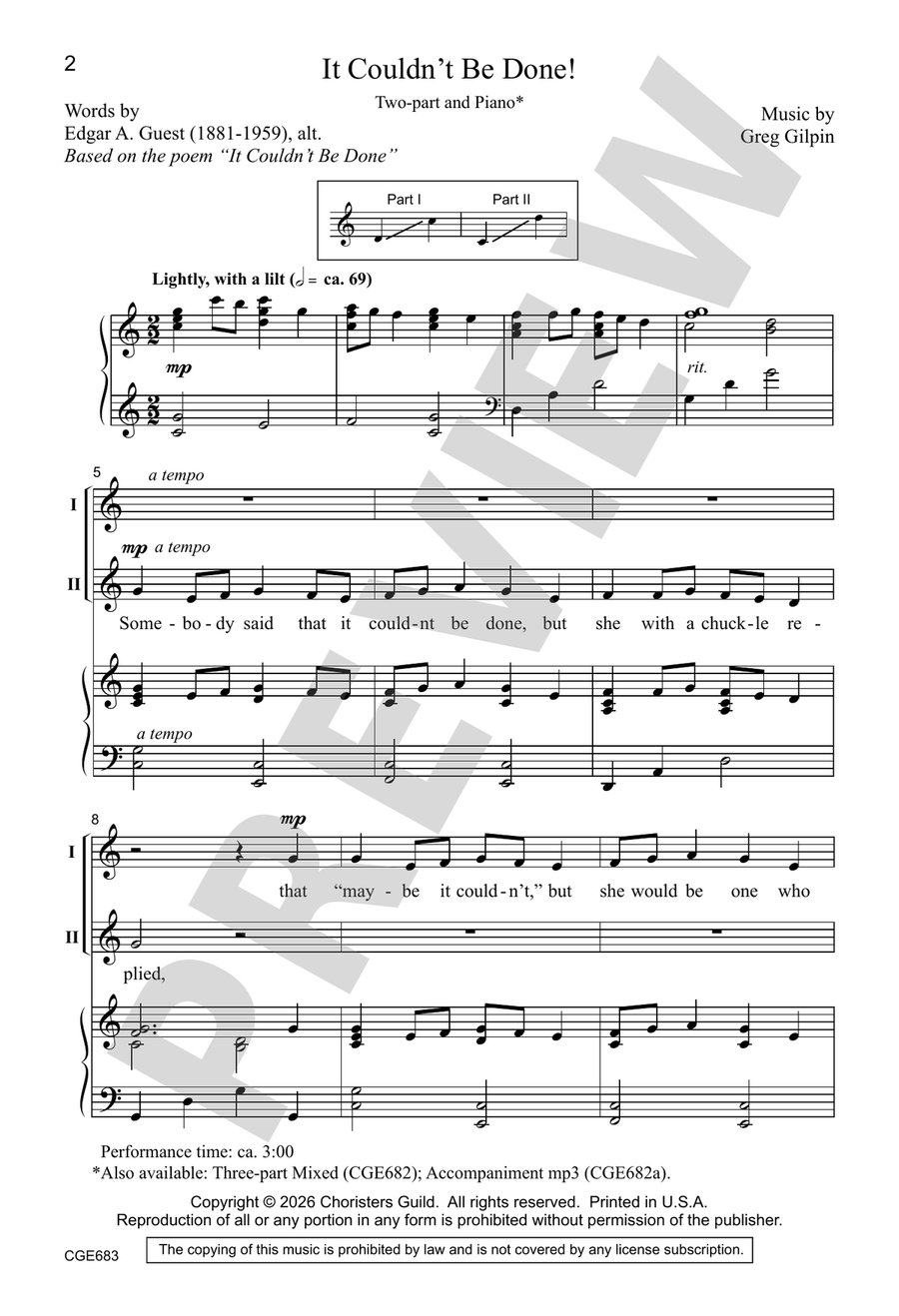 It Couldn't Be Done (Three-part Mixed) by Greg Gilpin 3-Part - Sheet Music page 2
