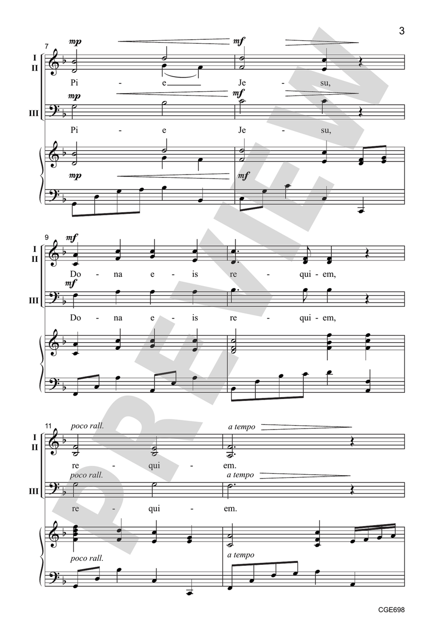 Pie Jesu (Three-part Mixed) by Ruth Elaine Schram 3-Part - Sheet Music page 3