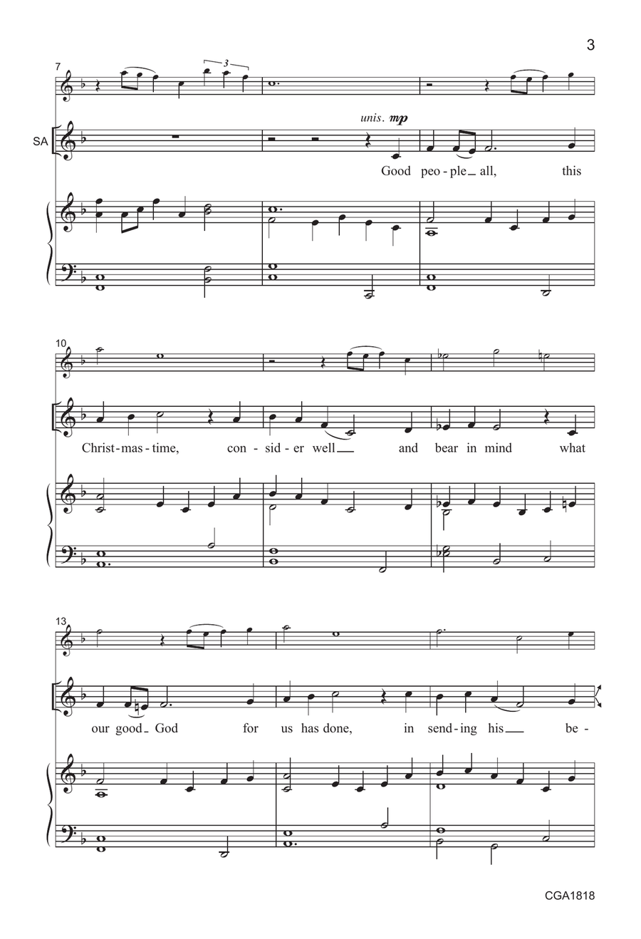 Wexford Carol (SAB) by Earlene Rentz 3-Part - Digital Sheet Music page 3