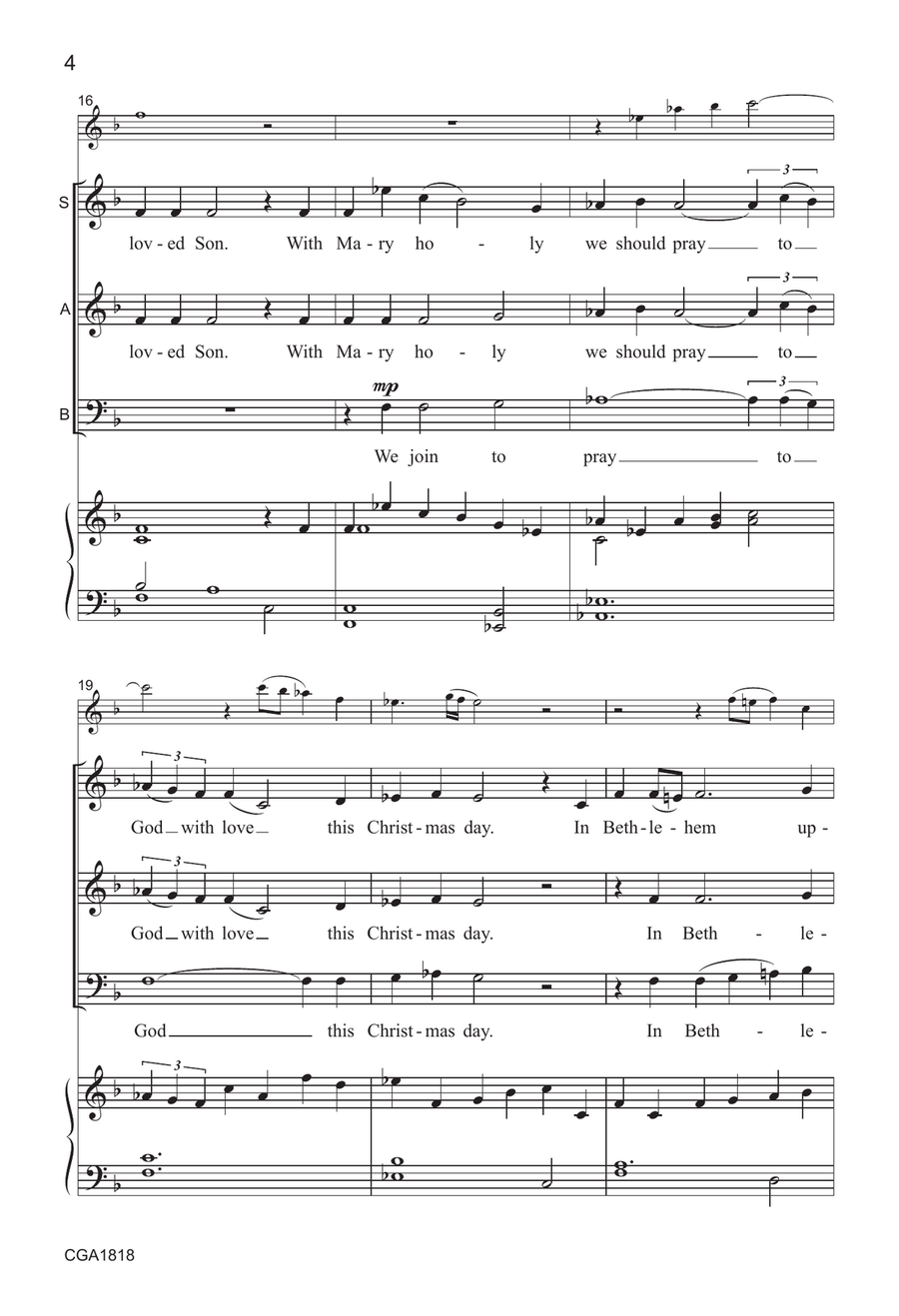 Wexford Carol (SAB) by Earlene Rentz 3-Part - Digital Sheet Music page 4