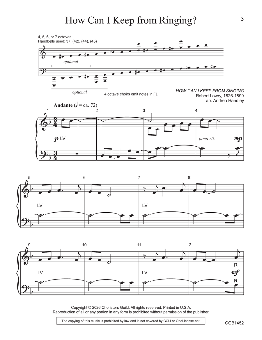 How Can I Keep from Ringing (4-7 Octaves) by Robert Lowry Handbell Choir - Digital Sheet Music page 3