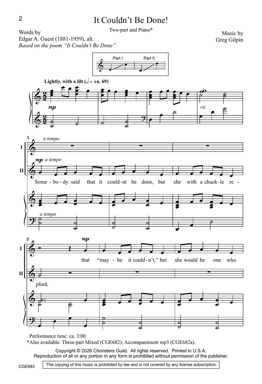 It Couldn't Be Done (Three-part Mixed) by Greg Gilpin 3-Part - Digital Sheet Music page 2