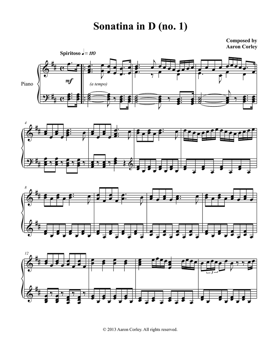 Sonatina in D (no. 1) Piano Solo - Digital Sheet Music page 2
