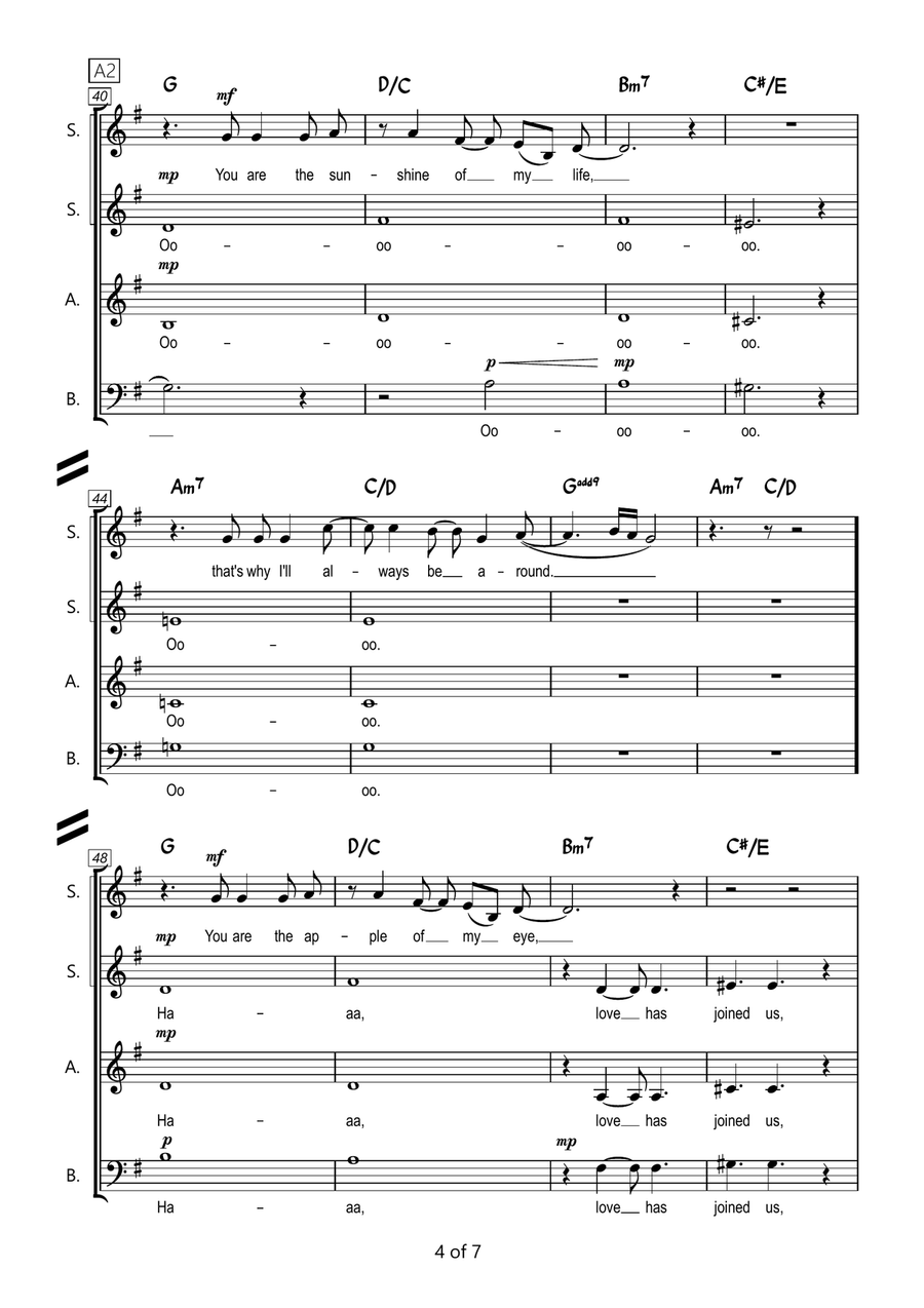 You Are The Sunshine Of My Life by Stevie Wonder Choir - Digital Sheet Music page 4