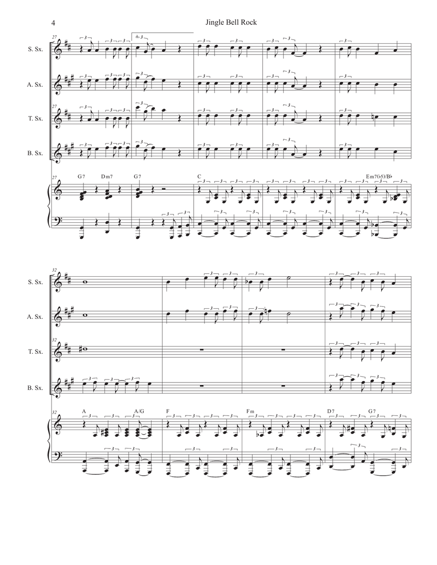 Jingle Bell Rock by Aaron Tippin Saxophone Quartet - Digital Sheet Music page 4