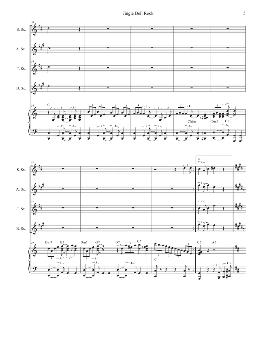 Jingle Bell Rock by Aaron Tippin Saxophone Quartet - Digital Sheet Music page 5