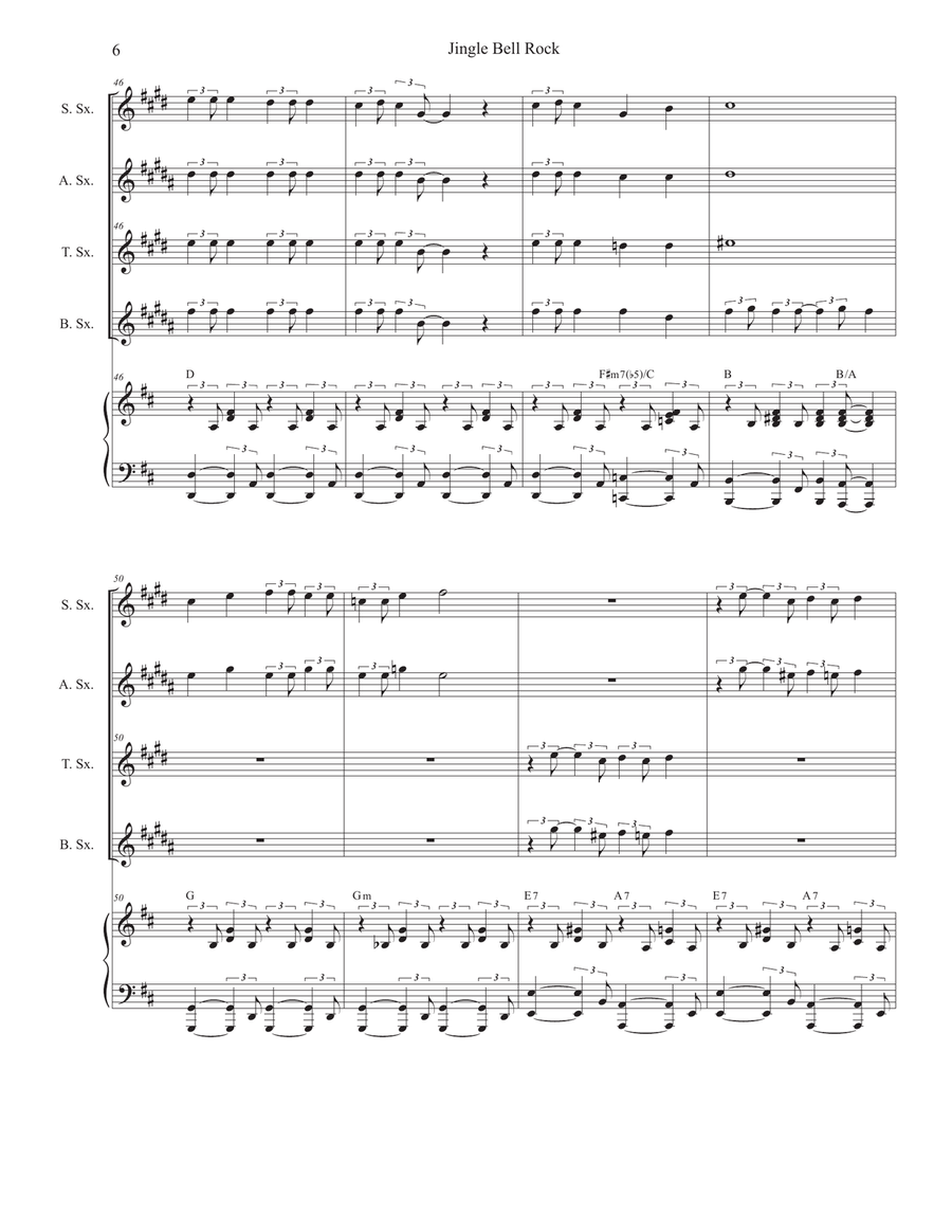 Jingle Bell Rock by Aaron Tippin Saxophone Quartet - Digital Sheet Music page 6