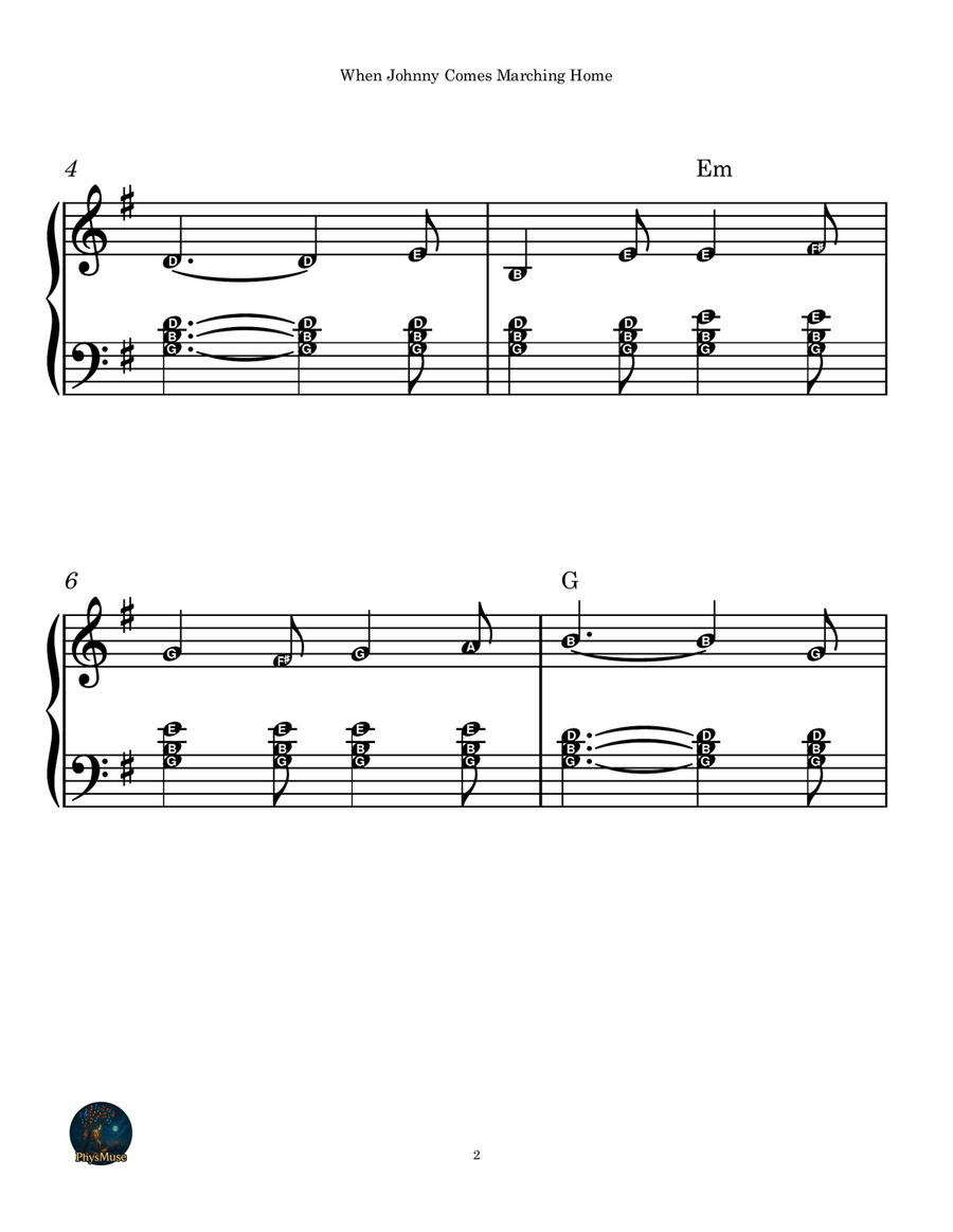 When Johnny Comes Marching Home - Piano Reduction (Note Names Edition) Piano Method - Digital Sheet Music page 2