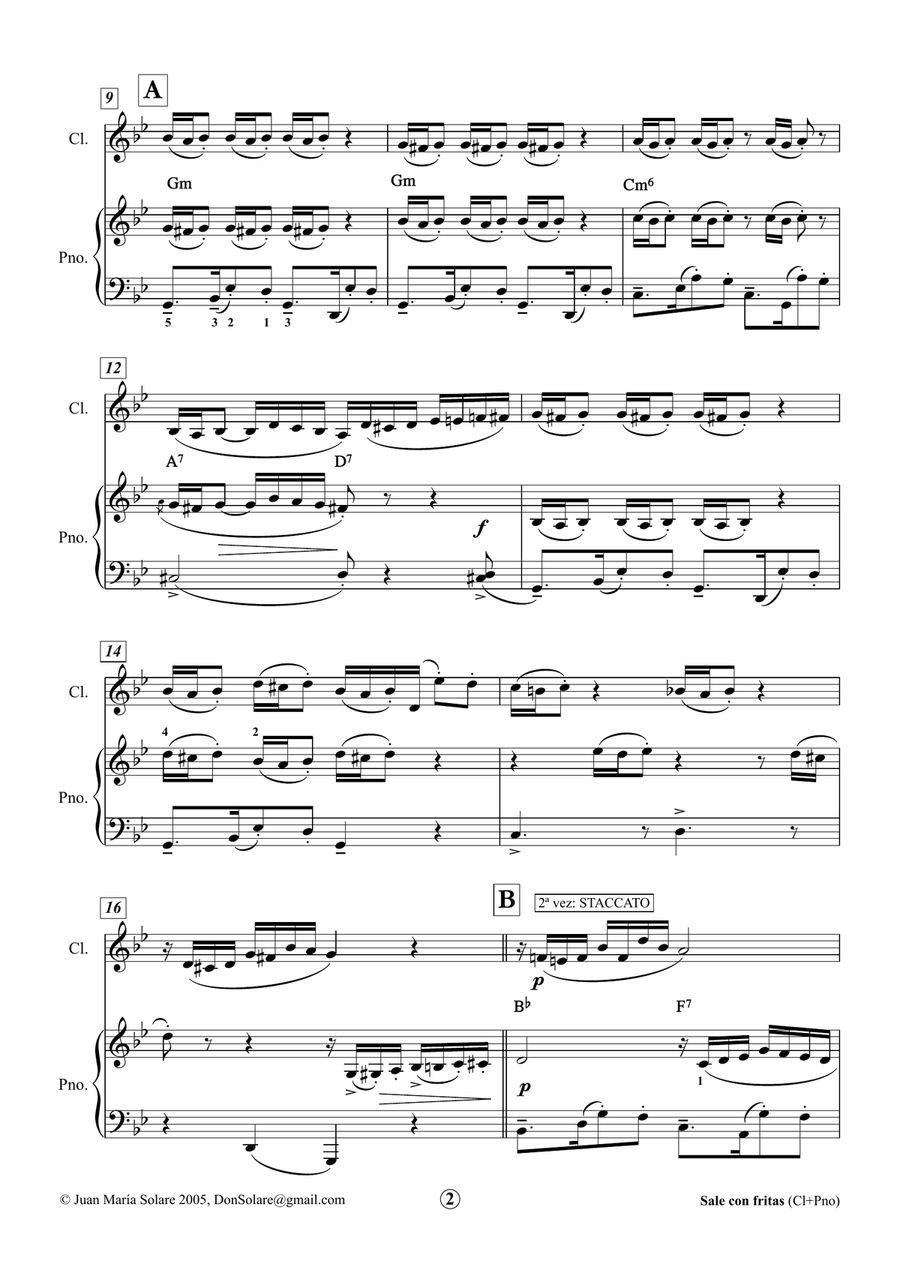 Sale con fritas [Clarinet and Piano] Chamber Music - Digital Sheet Music page 3