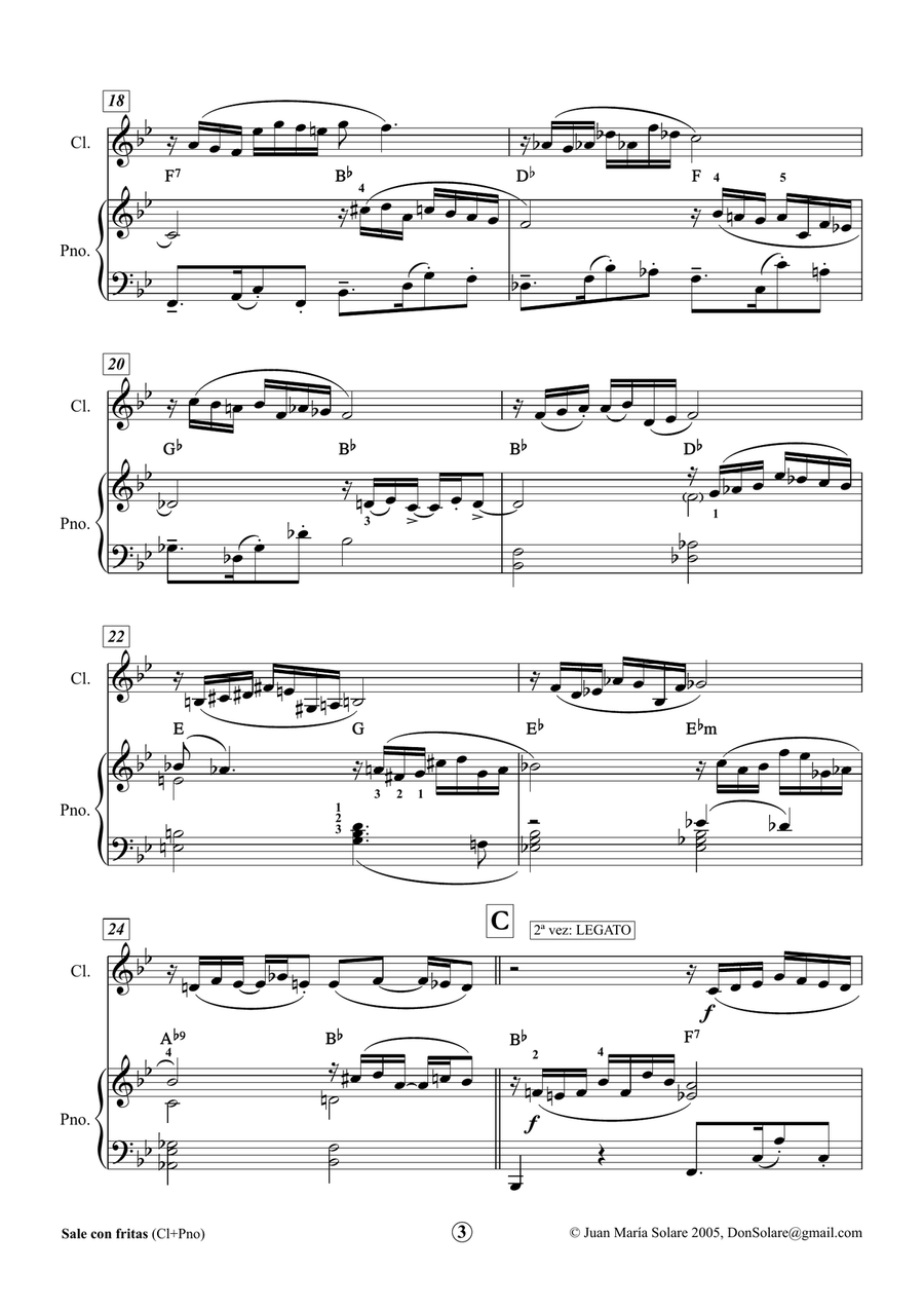 Sale con fritas [Clarinet and Piano] Chamber Music - Digital Sheet Music page 4