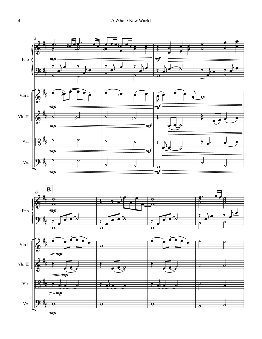 A Whole New World by Alan Menken Piano Quintet - Digital Sheet Music page 4