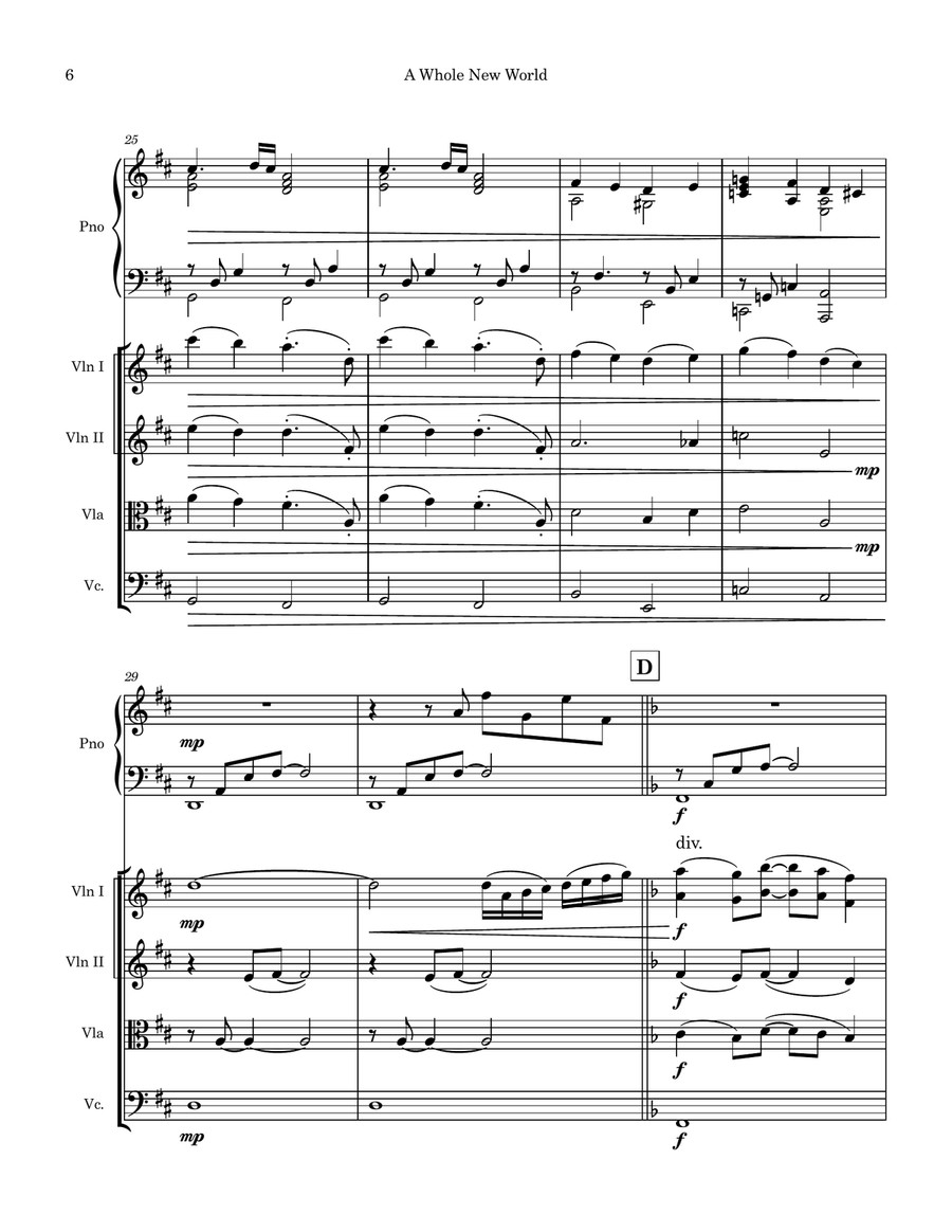 A Whole New World by Alan Menken Piano Quintet - Digital Sheet Music page 6