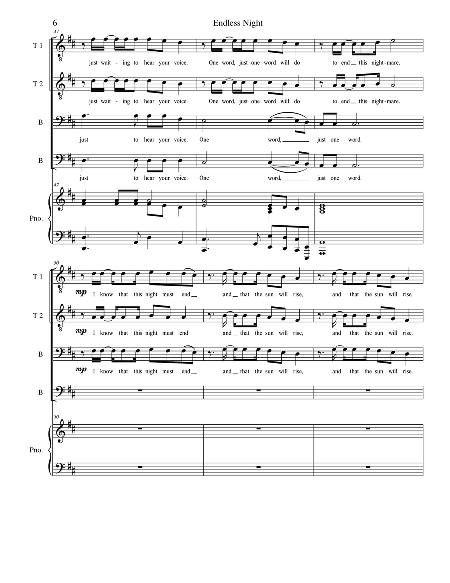 Endless Night by Hans Zimmer TTBB - Digital Sheet Music page 6