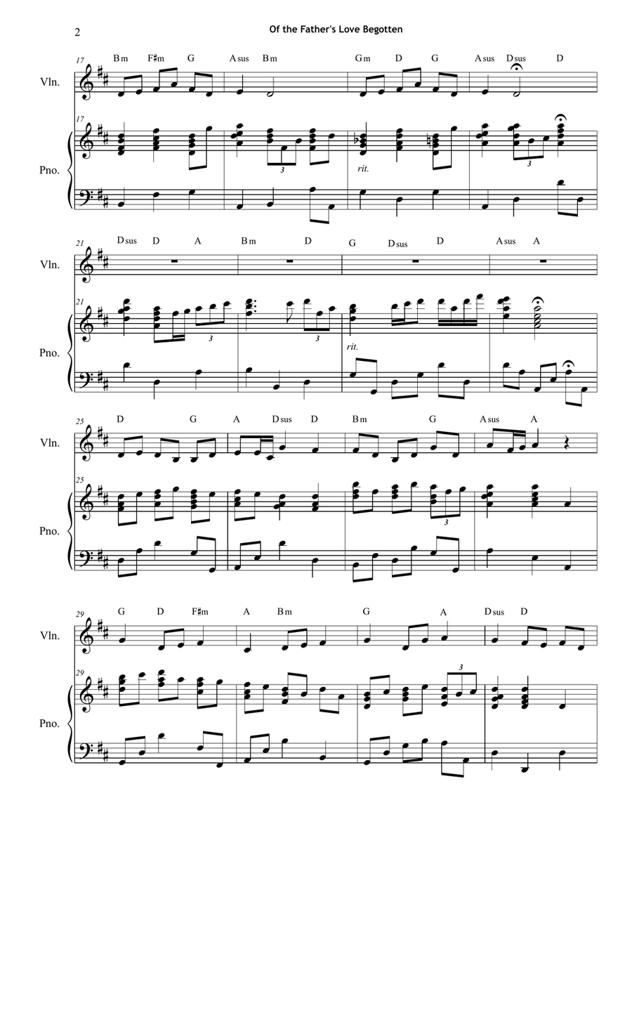Of the Father's Love Begotten (DIVINUM MYSTERIUM) by Plainsong Violin Solo - Digital Sheet Music page 2