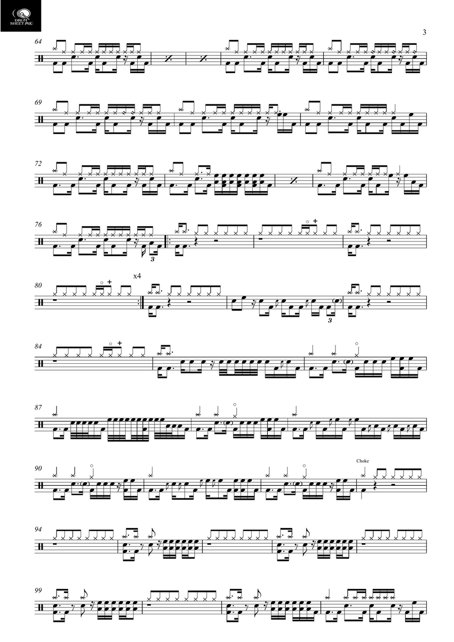 War Pigs (Interpolating Luke's Wall) by Black Sabbath Drum Set - Digital Sheet Music page 3