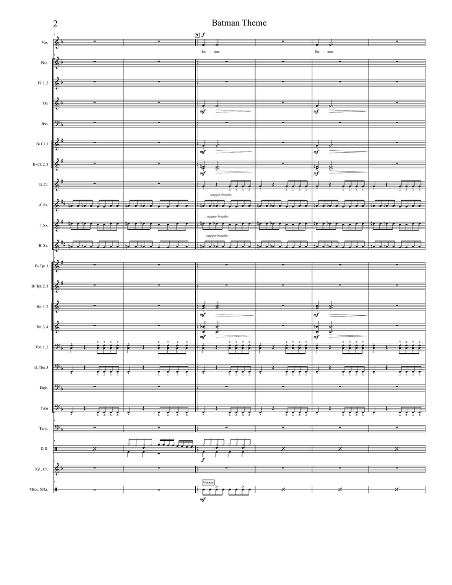 Batman Theme by Neal Hefti Concert Band - Digital Sheet Music page 2