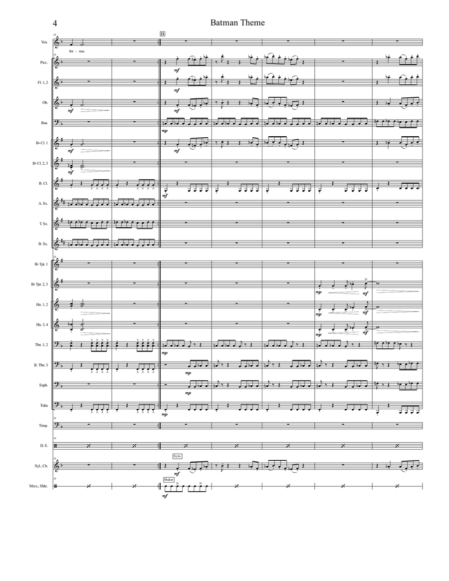 Batman Theme by Neal Hefti Concert Band - Digital Sheet Music page 4