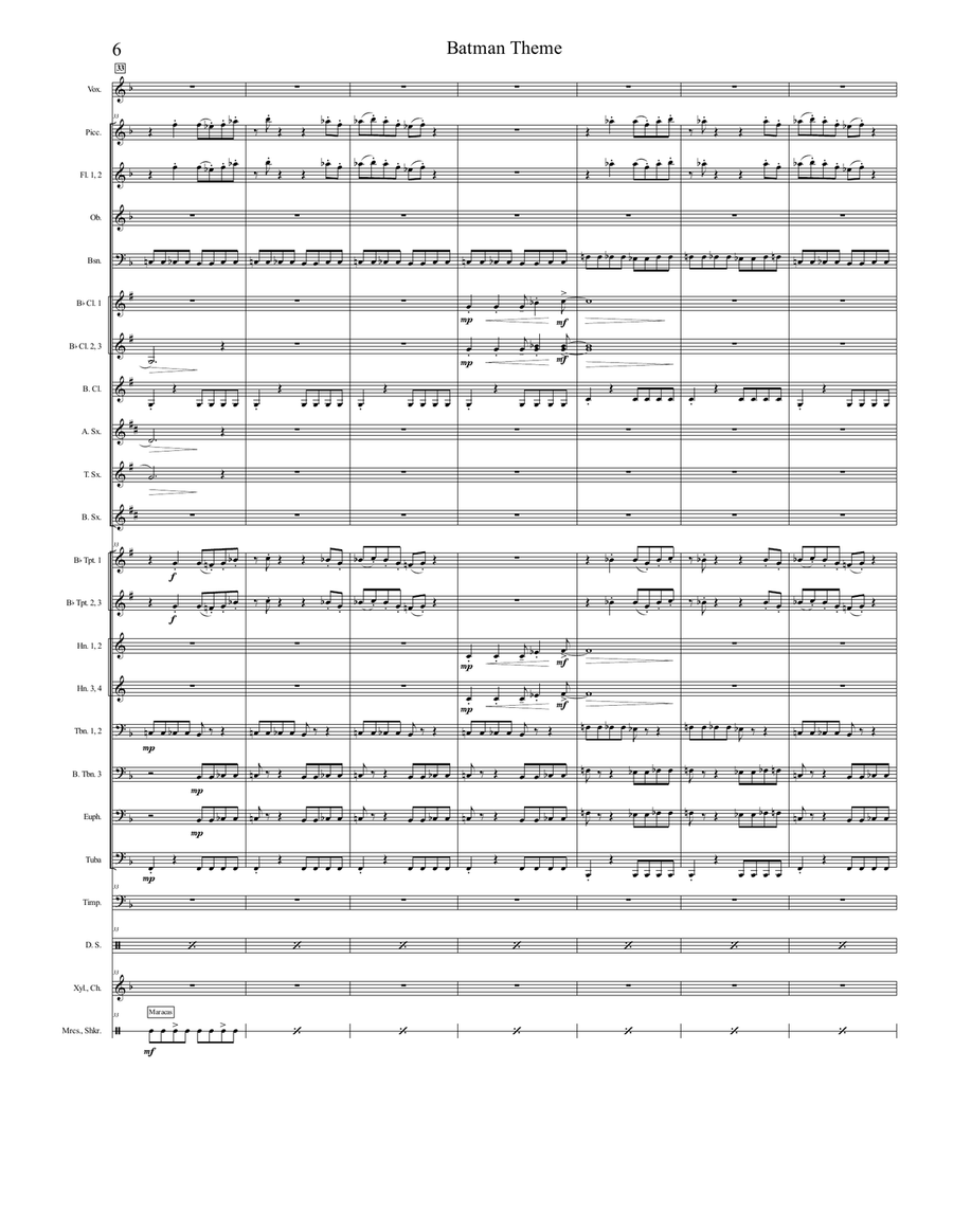 Batman Theme by Neal Hefti Concert Band - Digital Sheet Music page 6