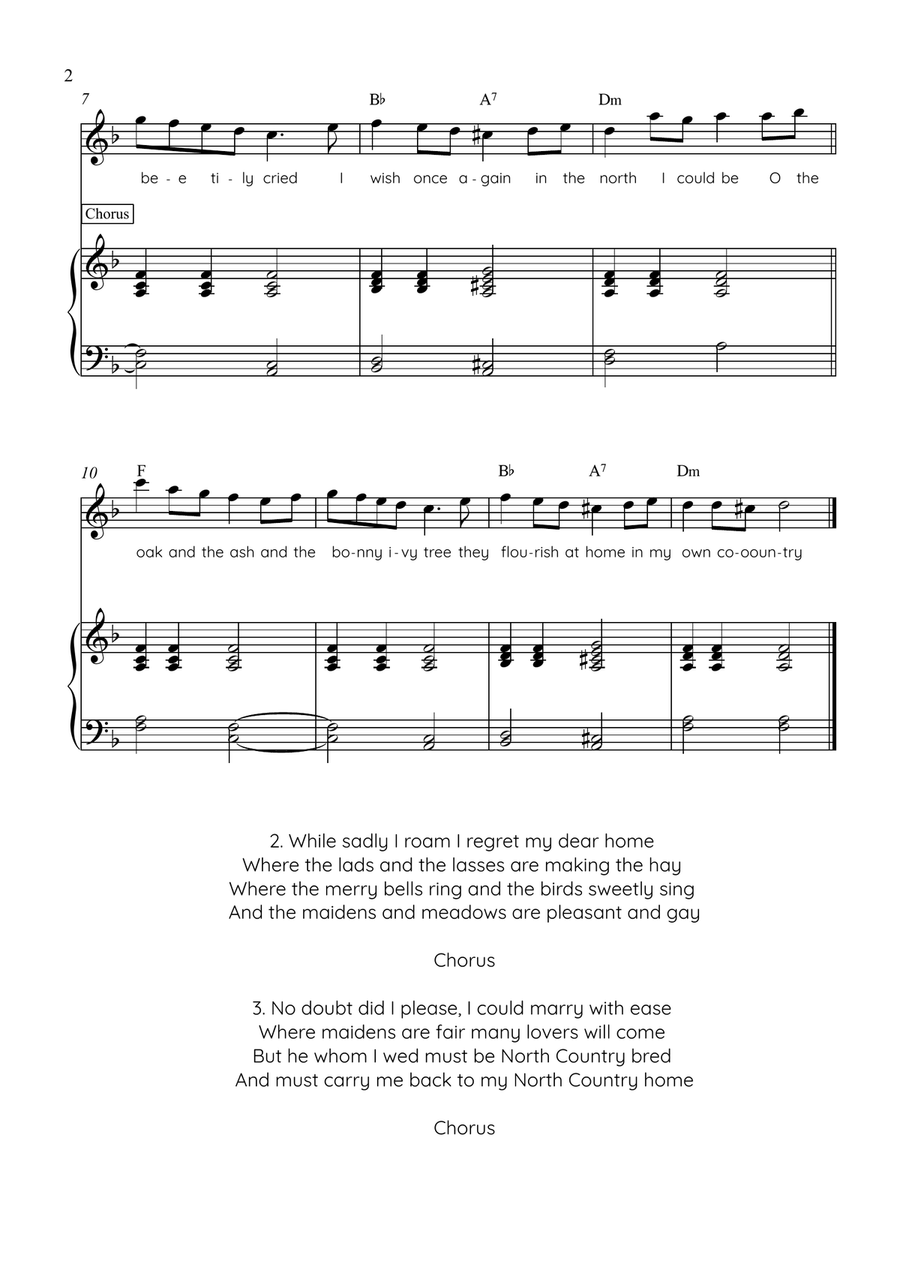 The Oak and The Ash - Violin with Piano in Dm Easy with Chords and Lyrics Violin Solo - Digital Sheet Music page 2