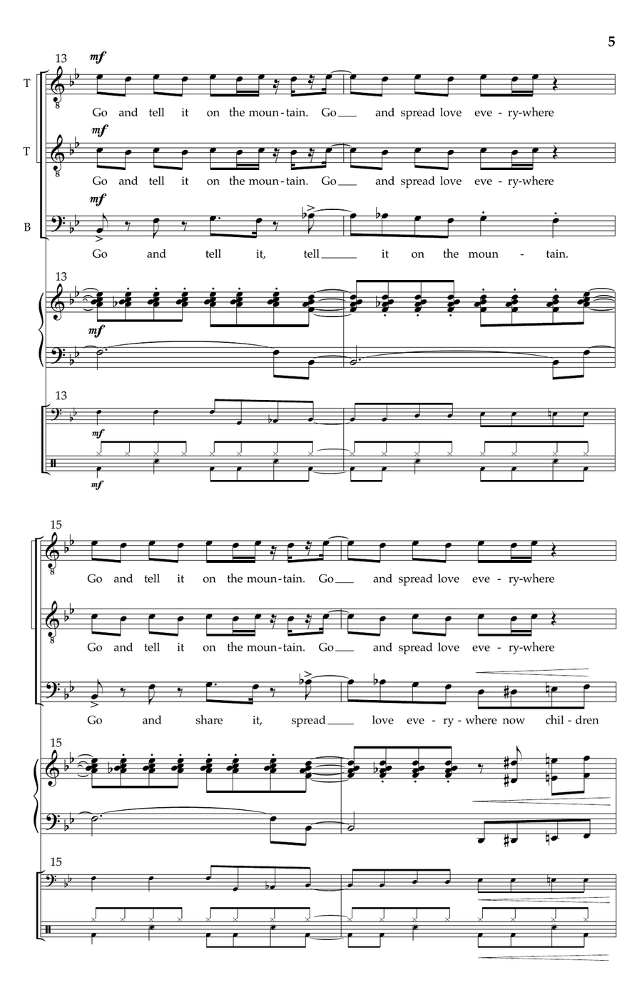 Go Tell It On the Mountain TTB - Digital Sheet Music page 3