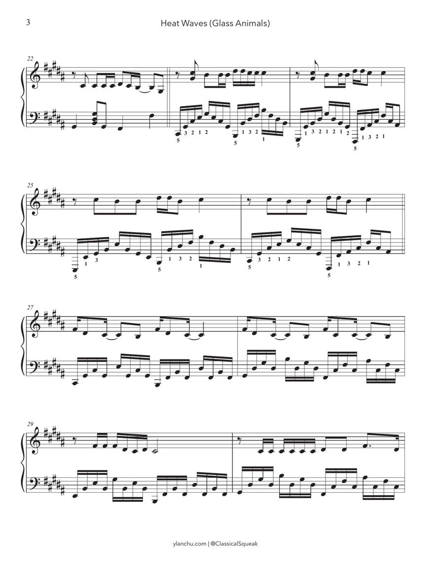 Heat Waves Piano Solo - Digital Sheet Music page 3