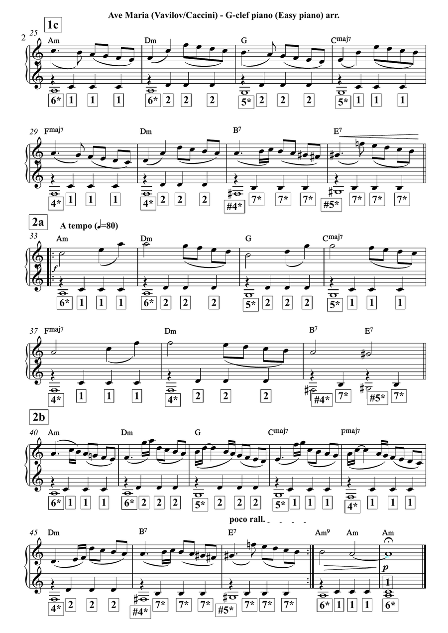 Vavilov (Vladimir) (not Caccini) - AVE MARIA - Arrangement for easy piano// 4-hands piano// duo Chamber Music - Digital Sheet Music page 2