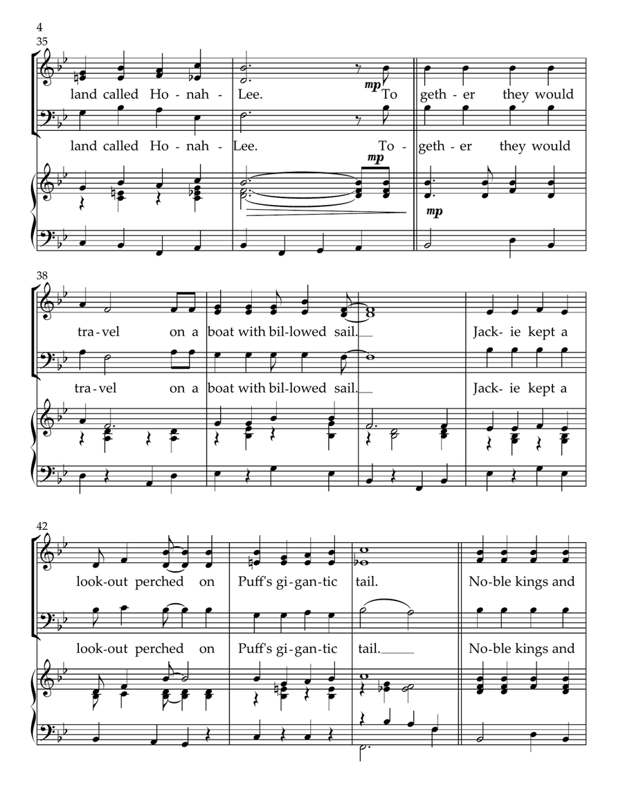 Puff The Magic Dragon by Peter Yarrow 3-Part - Digital Sheet Music page 4