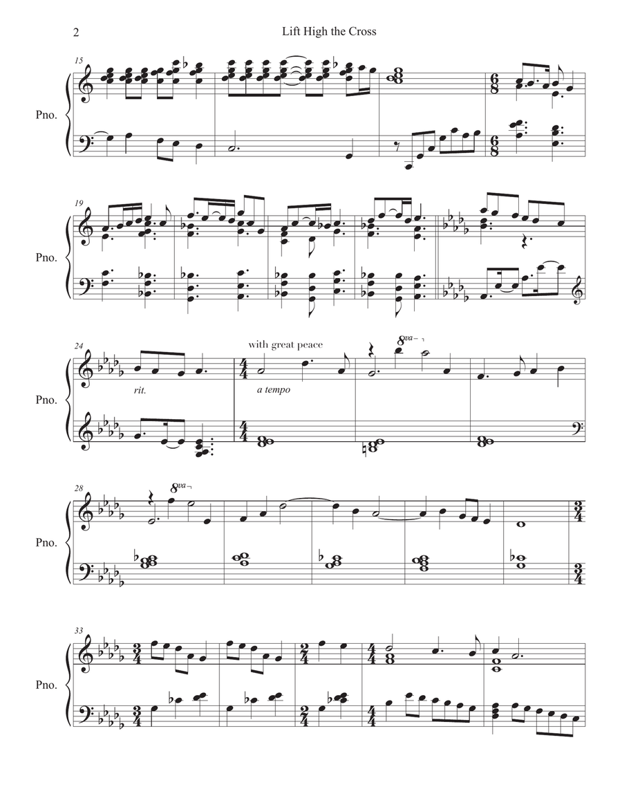 Lift High the Cross Piano Solo - Digital Sheet Music page 2
