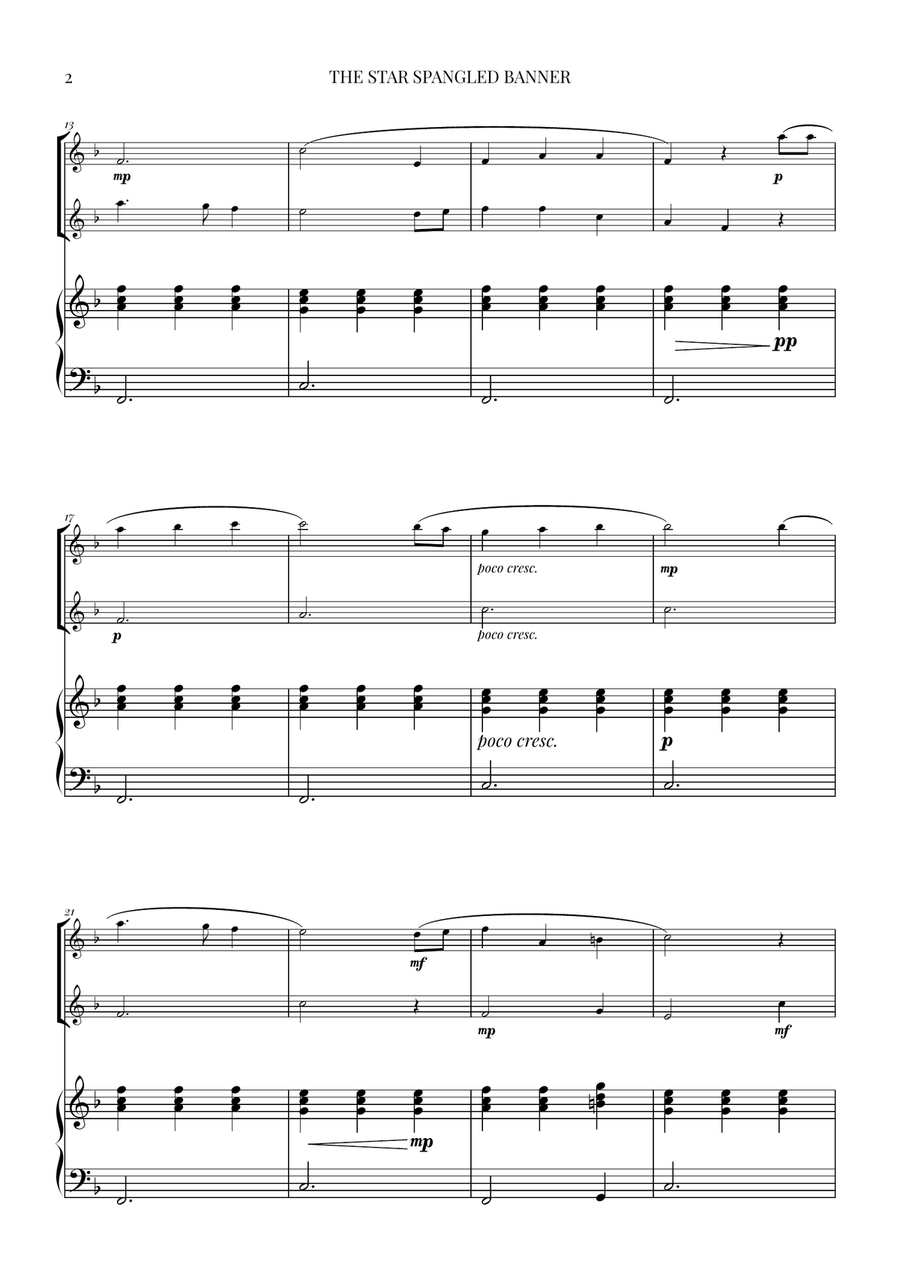 The Star Spangled Banner - Oboe, Violin and Piano by John Stafford Smith Oboe - Digital Sheet Music page 2