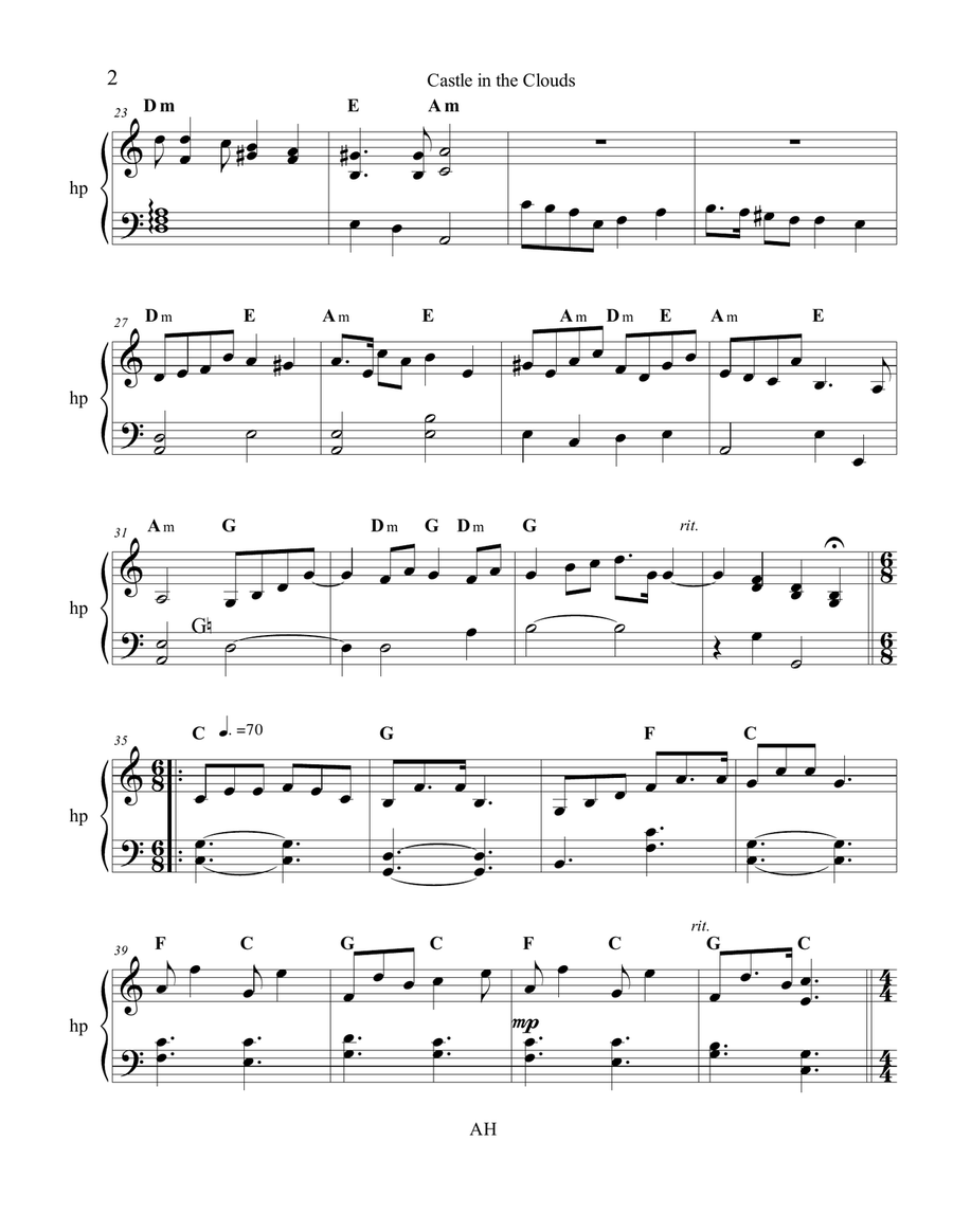 Castle in the Clouds in A minor Celtic Harp - Digital Sheet Music page 2