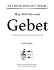 WOLF: Gebet (transposed to 6 keys: F, E, E-flat, D, D-flat, C major)