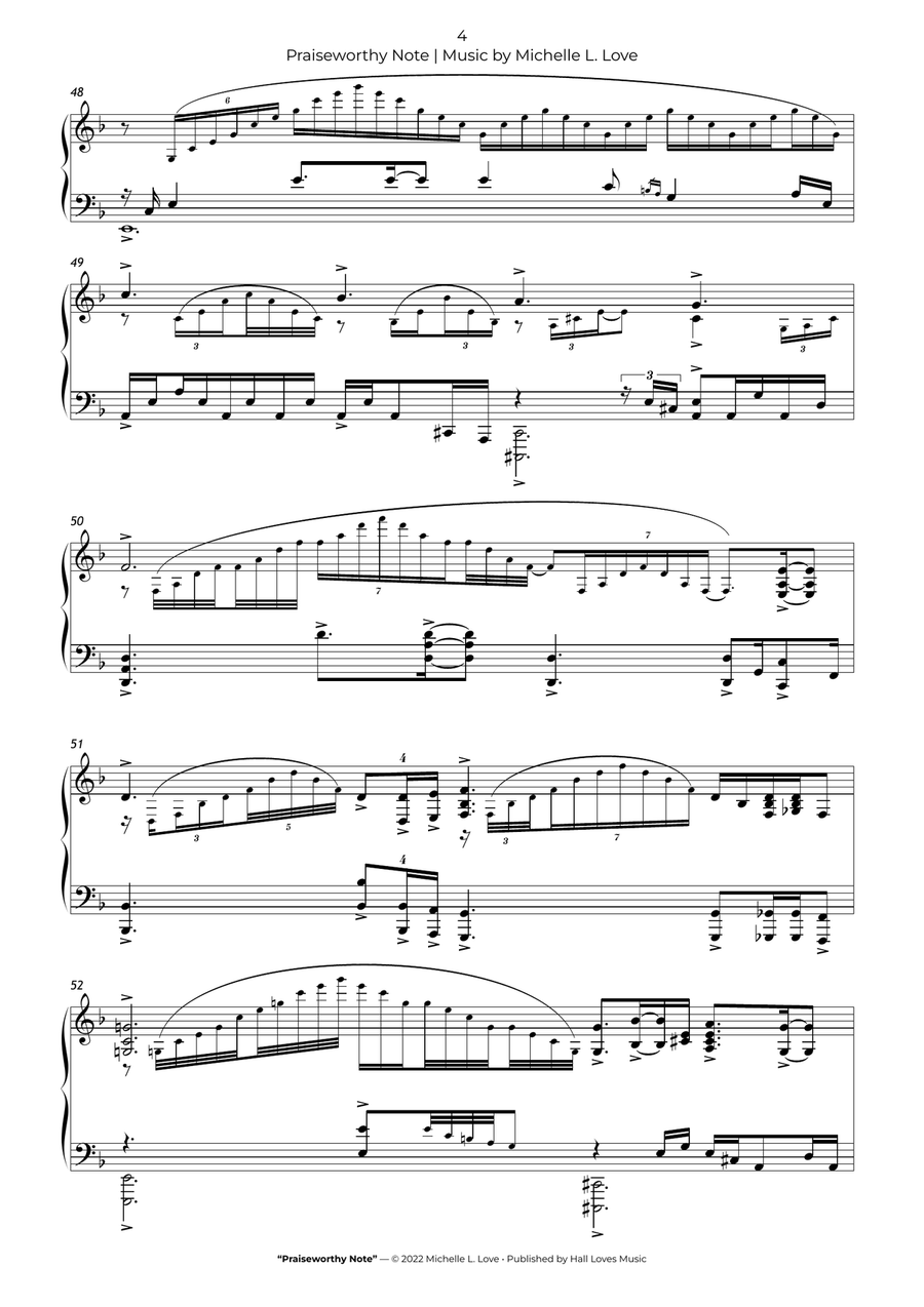 Praiseworthy Note Piano Solo - Digital Sheet Music page 4