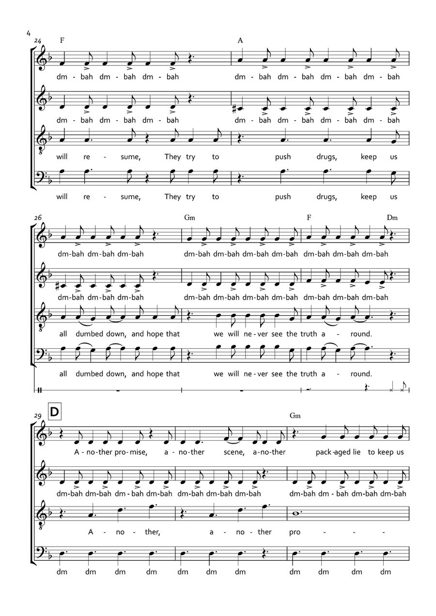 Uprising by Muse 4-Part - Digital Sheet Music page 4