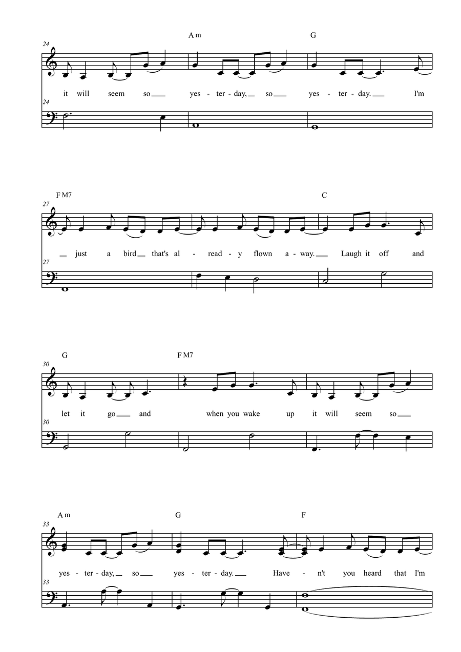 So Yesterday by Hilary Duff Easy Piano - Digital Sheet Music page 3