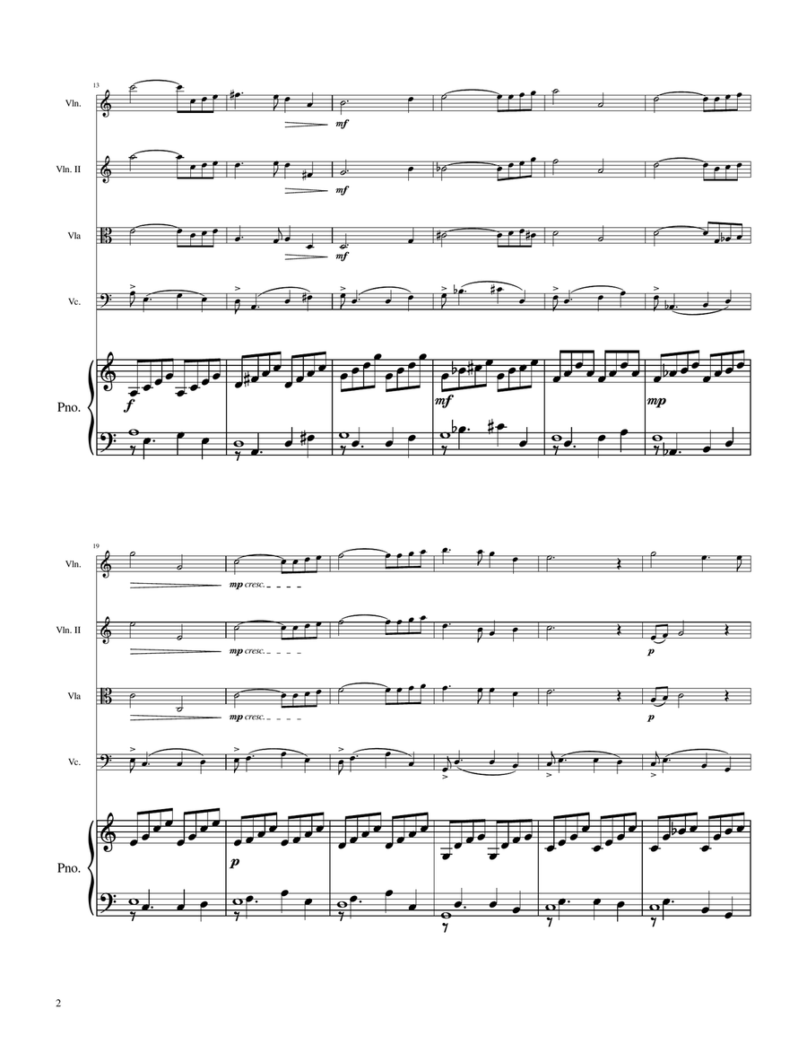 Ave Maria - Quartet Strings and Piano - Easy/Intermediate by Johann Sebastian Bach String Quartet - Digital Sheet Music page 2