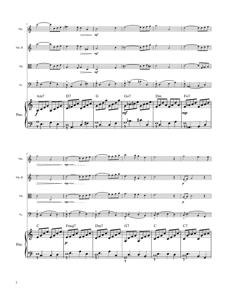 Ave Maria - Quartet Strings and Piano - Easy/Intermediate by Johann Sebastian Bach String Quartet - Digital Sheet Music page 2