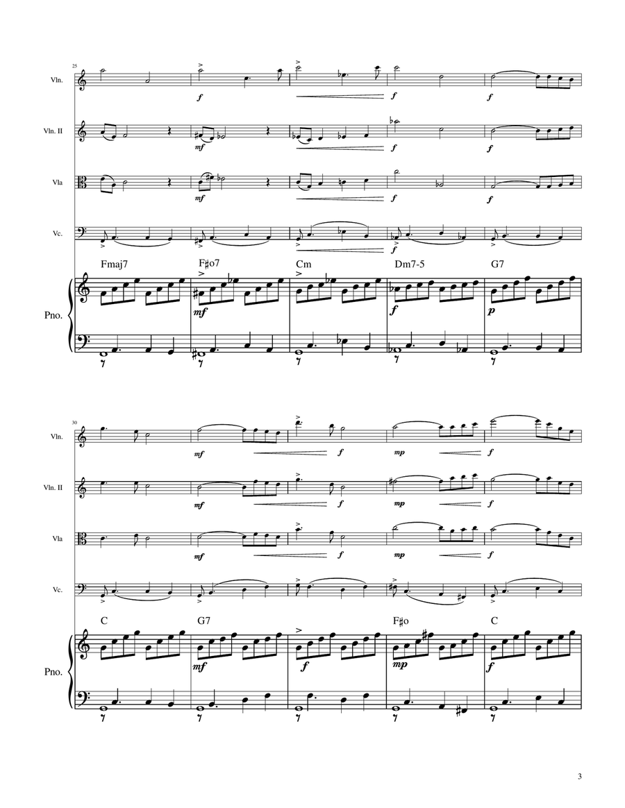 Ave Maria - Quartet Strings and Piano - Easy/Intermediate by Johann Sebastian Bach String Quartet - Digital Sheet Music page 3