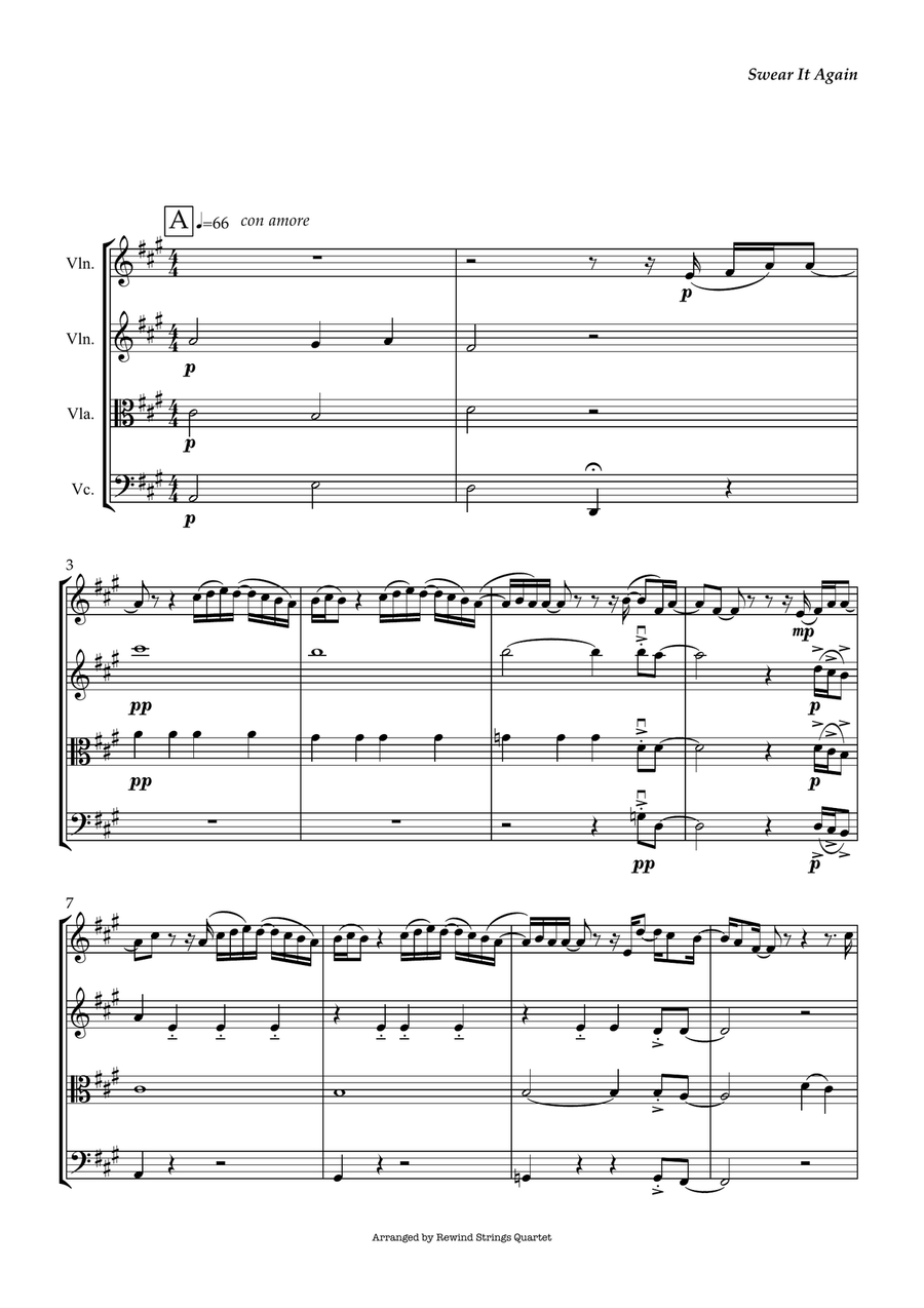 Swear It Again by Steve Mac String Quartet - Digital Sheet Music page 2