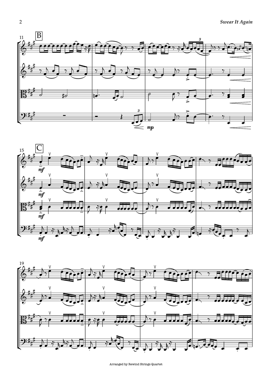 Swear It Again by Steve Mac String Quartet - Digital Sheet Music page 3