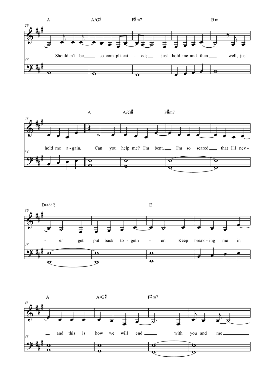 Bent by Matchbox Twenty Easy Piano - Digital Sheet Music page 3