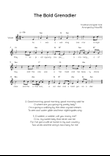 The Bold Grenadier - Voice Lead Sheet in Am Easy with Chords and Lyrics
