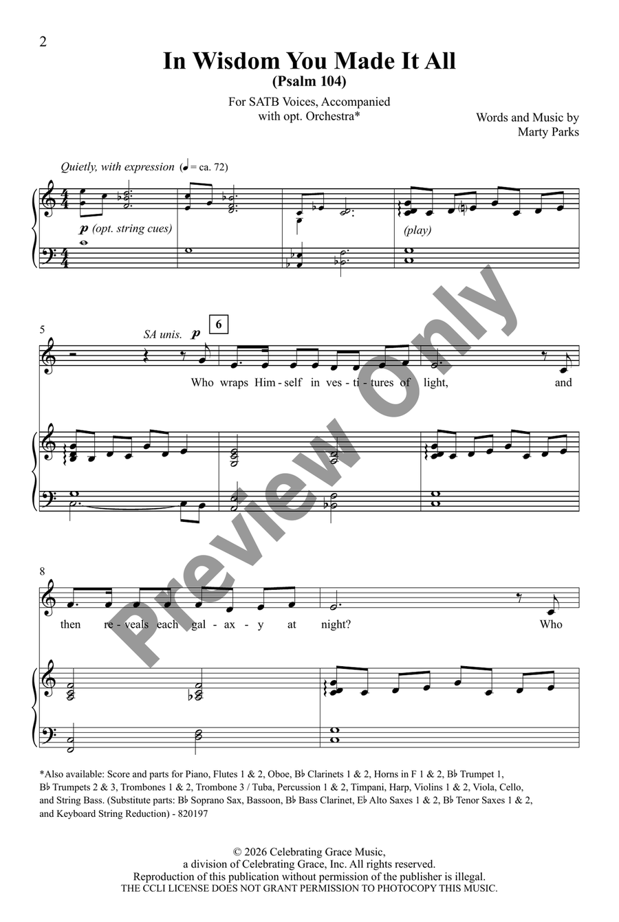 In Wisdom You Made It All by Marty Parks 4-Part - Sheet Music page 2