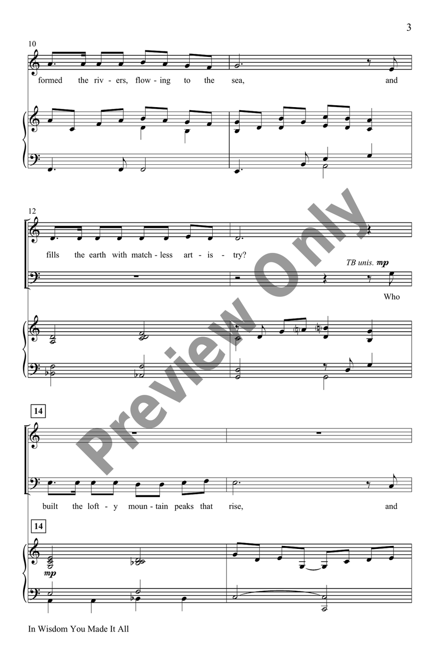 In Wisdom You Made It All by Marty Parks 4-Part - Sheet Music page 3