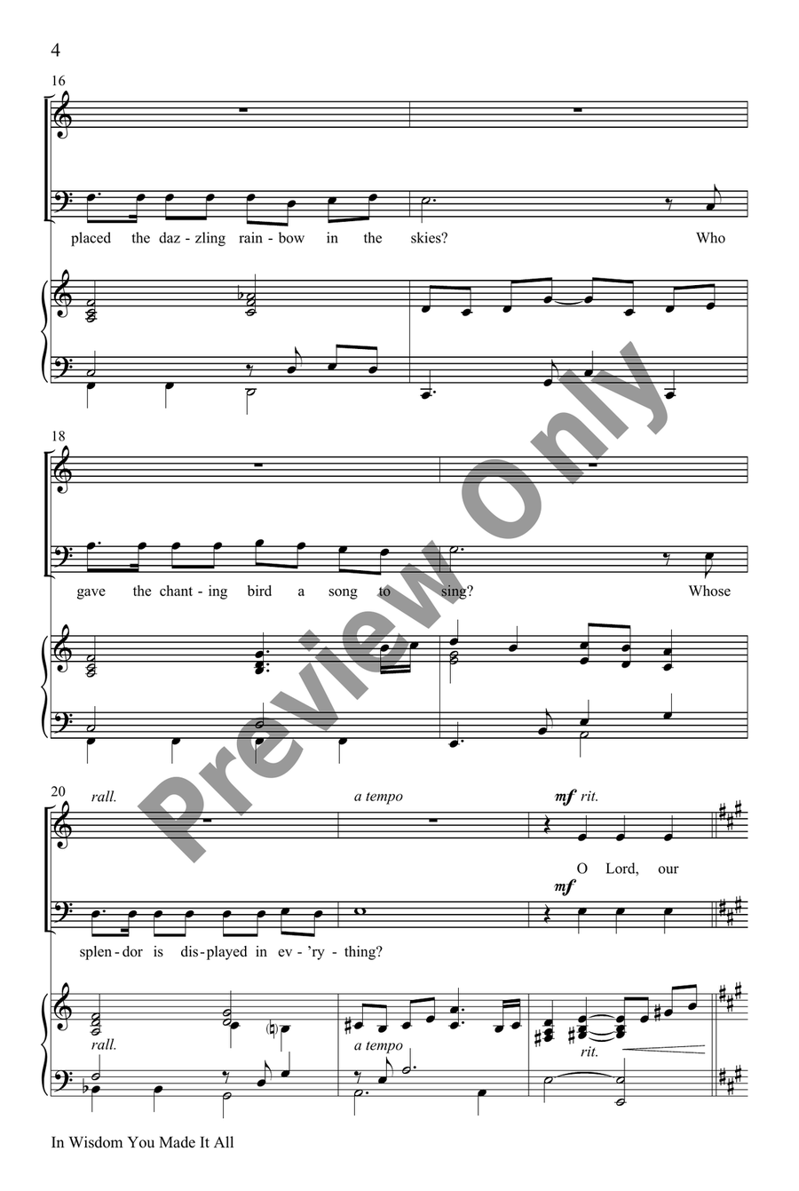 In Wisdom You Made It All by Marty Parks 4-Part - Sheet Music page 4