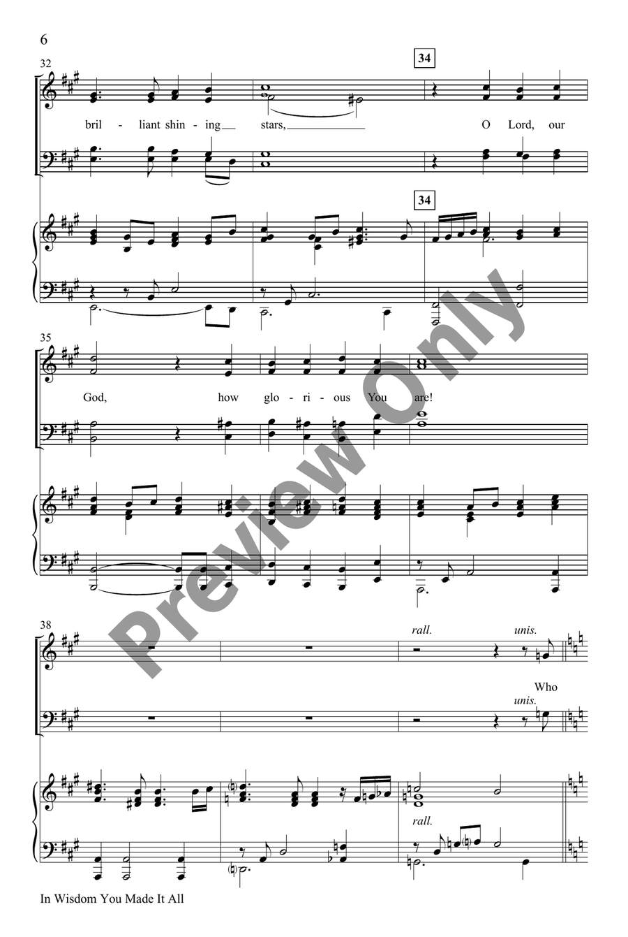 In Wisdom You Made It All by Marty Parks 4-Part - Sheet Music page 6