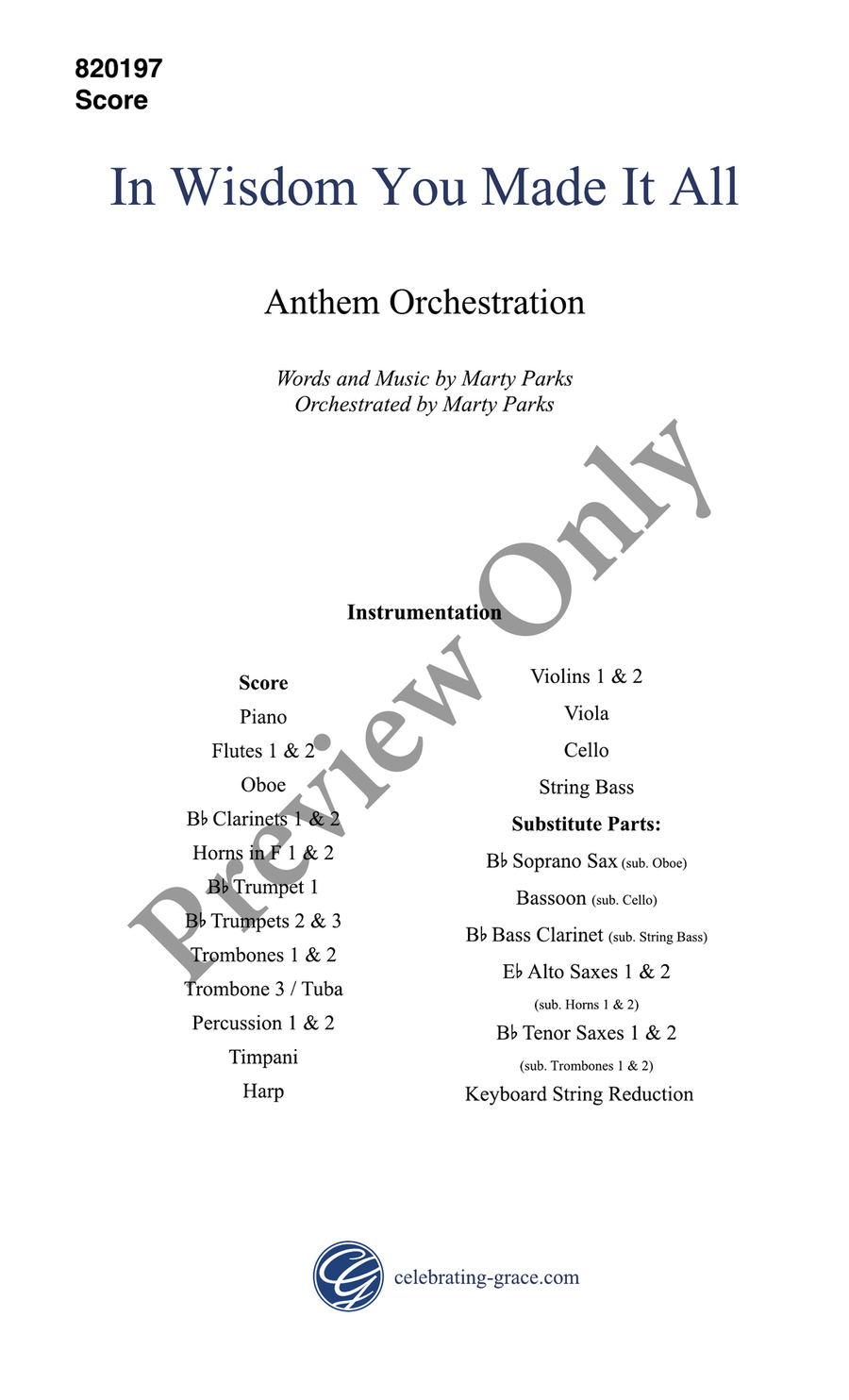 In Wisdom You Made It All Orchestration CD by Marty Parks 4-Part - Sheet Music page 2