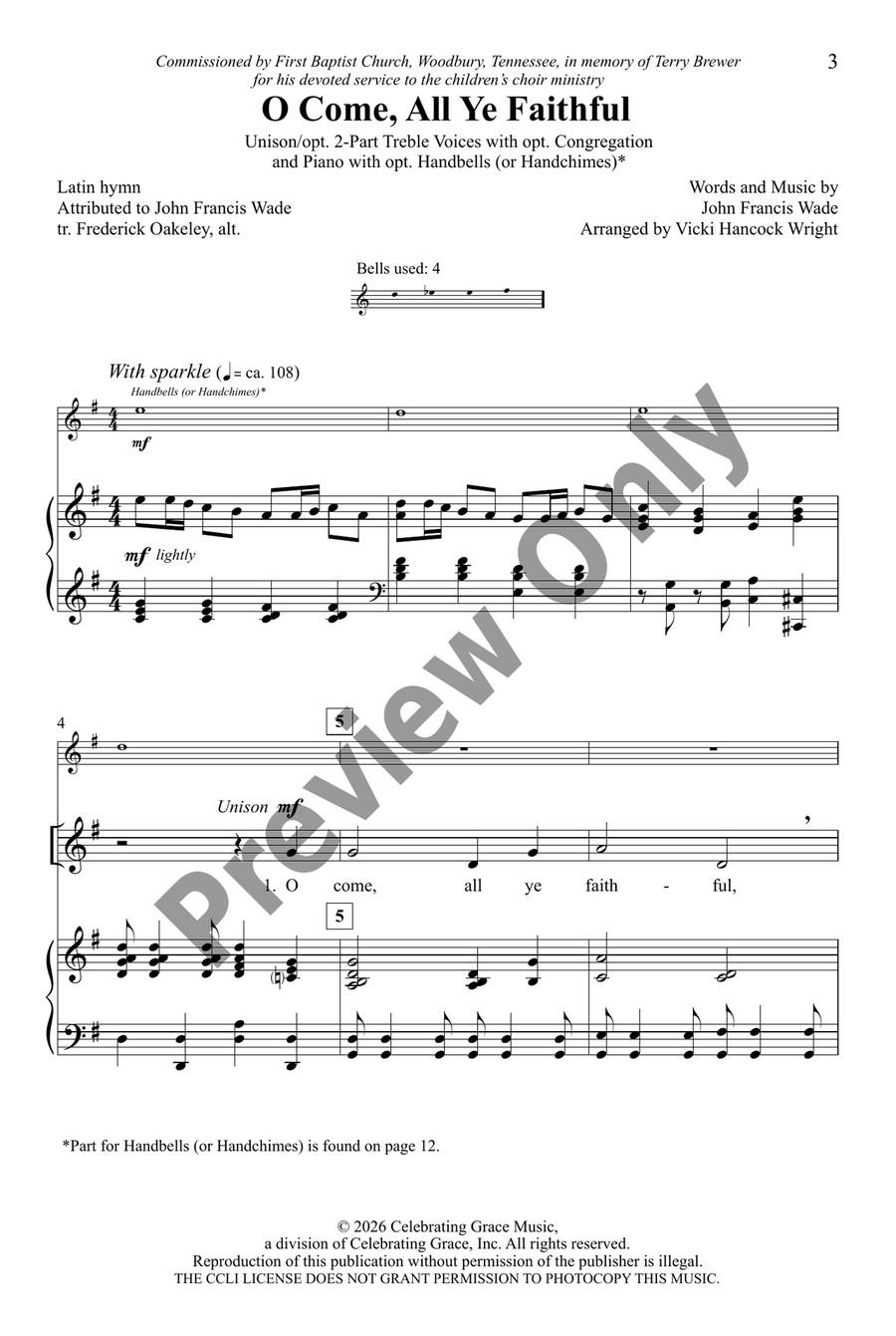 O Come, All Ye Faithful by John Francis Wade Unison Choir - Sheet Music page 2