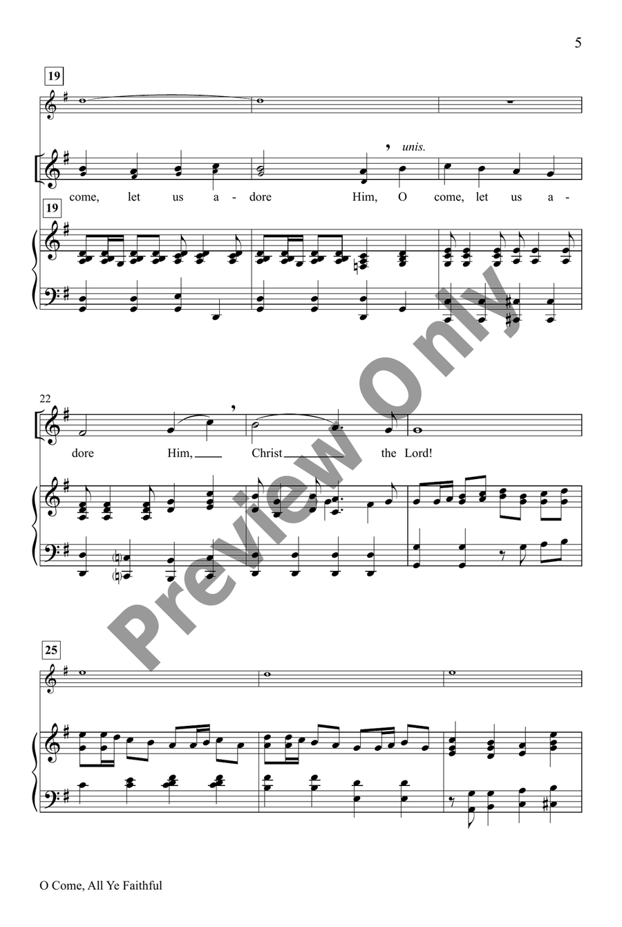 O Come, All Ye Faithful by John Francis Wade Unison Choir - Sheet Music page 4