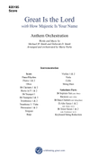 Great Is the Lord Orchestration